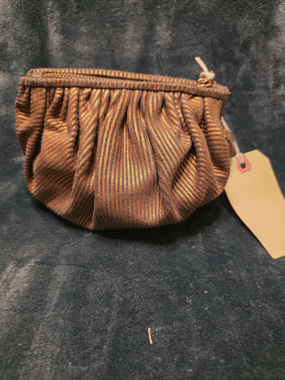 Llani Copper Striped Small Leather Clutch Metallic Bronze